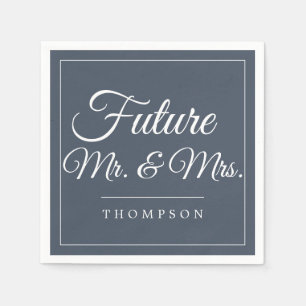 Serviette En Papier Futur M & Mme Engagement Party Smoky Navy Papier