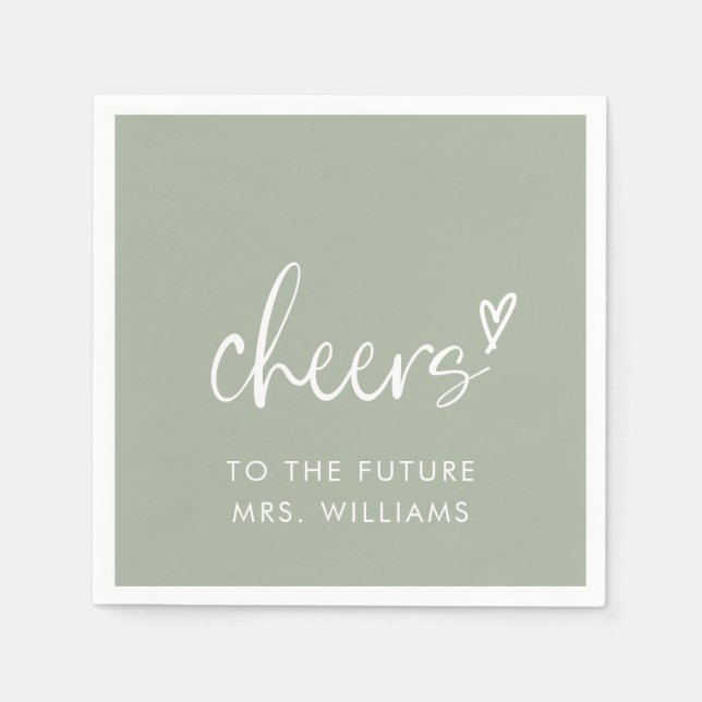 Serviette En Papier Futur mariage de Mme Sage Green Shower  (Devant)