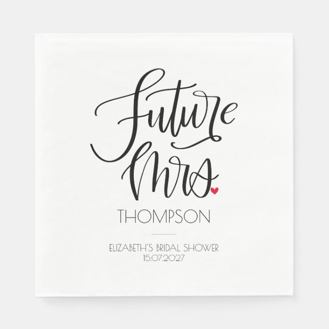 Serviette En Papier Futur Mme Moderne Calligraphie Fête des mariées ca (Devant)