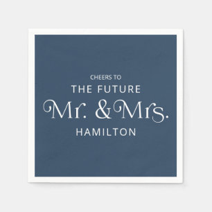 Serviette En Papier Futur Monsieur et Madame Fête de Fiançailles Bleu