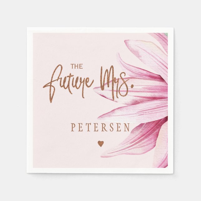 Serviette En Papier Futur mrs rose pâle aquarelle douche nuptiale (Devant)