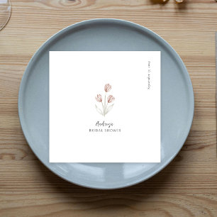 Serviette En Papier "Future Mariée" Tulipe aquarelle rose et blanc