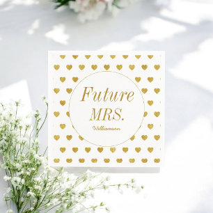 Serviette En Papier Future Mme Gold White Fête des mariées