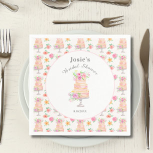 Serviette En Papier Gabarit de gâteau à couches en rose pour douche de