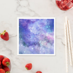 Serviette En Papier Galaxie Amoureux de l'Espace Ciel Étoilé Aquarelle
