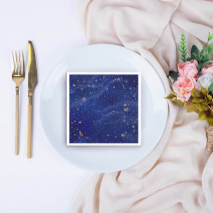 Serviette En Papier Galaxie bleue avec étoiles d'or