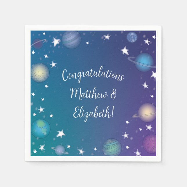 Serviette En Papier Galaxie du Baby shower spatial (Devant)