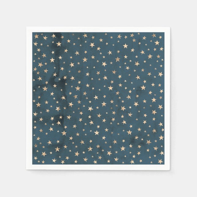 Serviette En Papier Galaxy Gold Stars Papier bleu Napkin (Devant)