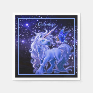 Serviette En Papier Galaxy Sparkle Blue Unicorn
