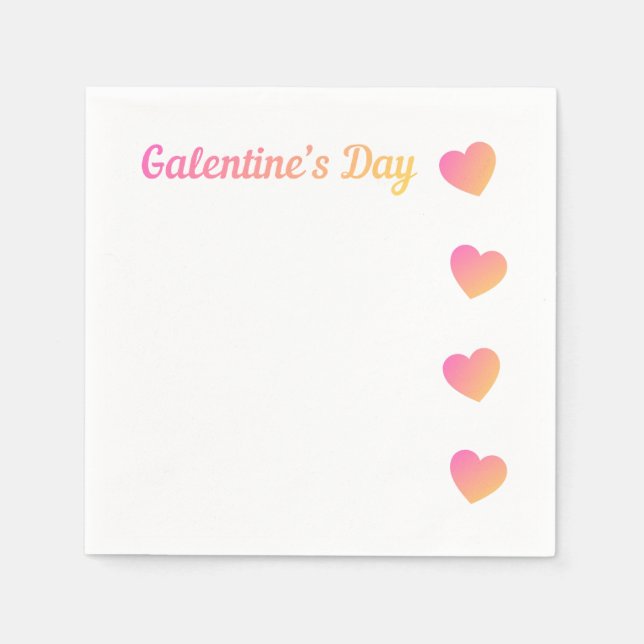 Serviette En Papier Galentines Day Pink Ombre Party (Devant)