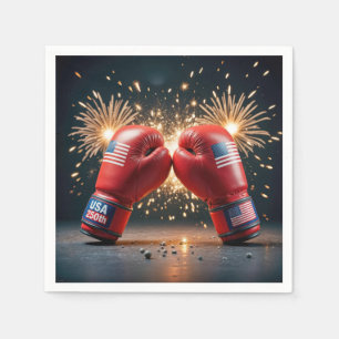 Serviette En Papier Gants de boxe rouge pour USA 250e anniversaire