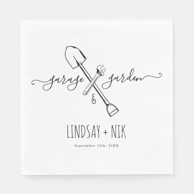 Serviette En Papier Garage & Jardin Mariée / Douche pour couple (Devant)