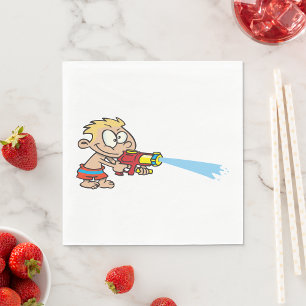 Serviette En Papier Garçon avec pistolet à eau Été Amusement