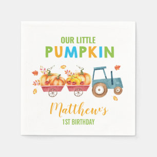 Serviette En Papier Garçon Citrouille 1er anniversaire Camion Blue Ha