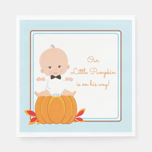 Serviette En Papier Garçon Citrouille Baby shower papier serviettes (Devant)