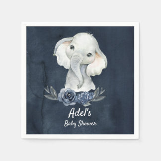 Serviette En Papier Garçon Elephant Navy Party Napkins pour baby showe