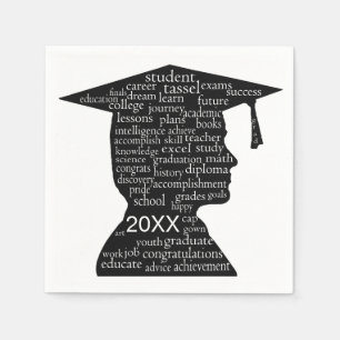 Serviette En Papier Garçon en silhouette diplômé sur fond blanc