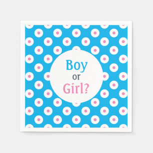 Serviette En Papier Garçon ou fille ? Pink on Blue Polka-Dot Genre Rev