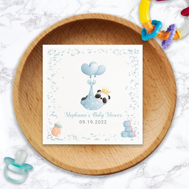Serviette En Papier Garçon Panda Bear Baby shower bleu serviettes (Boy Panda Bear Blue Baby Shower Napkins 
)
