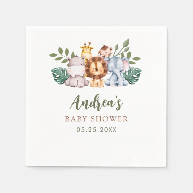 Serviette En Papier Garçon Safari Jungle Baby shower serviettes (Devant)