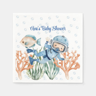 Serviette En Papier Garçon Sous Le Baby shower De Mer