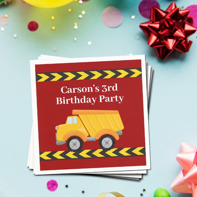 Serviette En Papier Garçons Anniversaire Fête Personnalisée Camion-Cam (Créateur téléchargé)