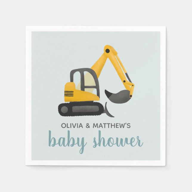 Serviette En Papier Garçons Baby shower de Digger mignonne (Devant)