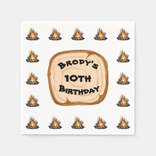 Serviette En Papier Garçons Camping Aventure Anniversaire Bonfire (Devant)