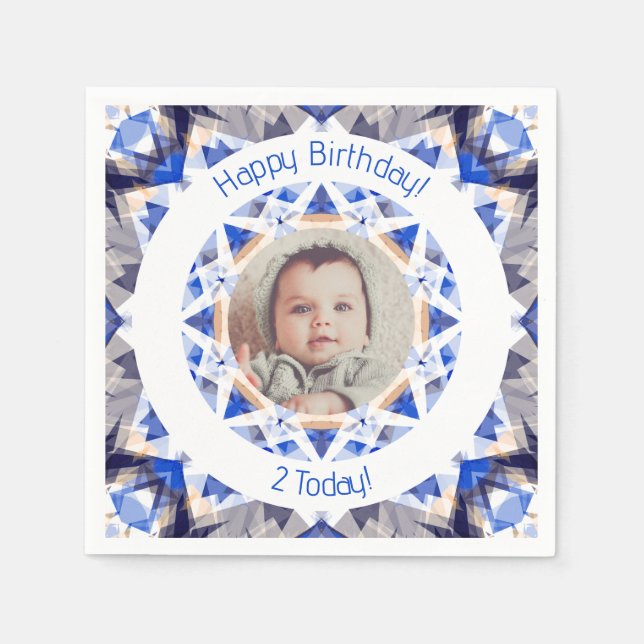 Serviette En Papier Garçons Joyeux Anniversaire Vibrant Blue Star Cust (Devant)