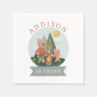 Garçons Mignons Anniversaire Ours Forêt de Camping