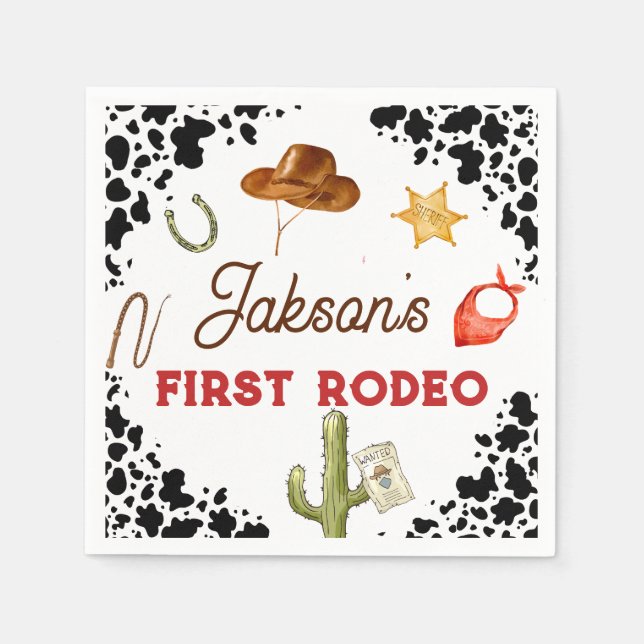 Serviette En Papier Garçons Mon premier rodéo Cowboy 1er anniversaire (Devant)