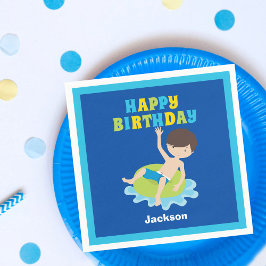 Serviette En Papier Garçons Piscine Fête Enfants Bleu Anniversaire