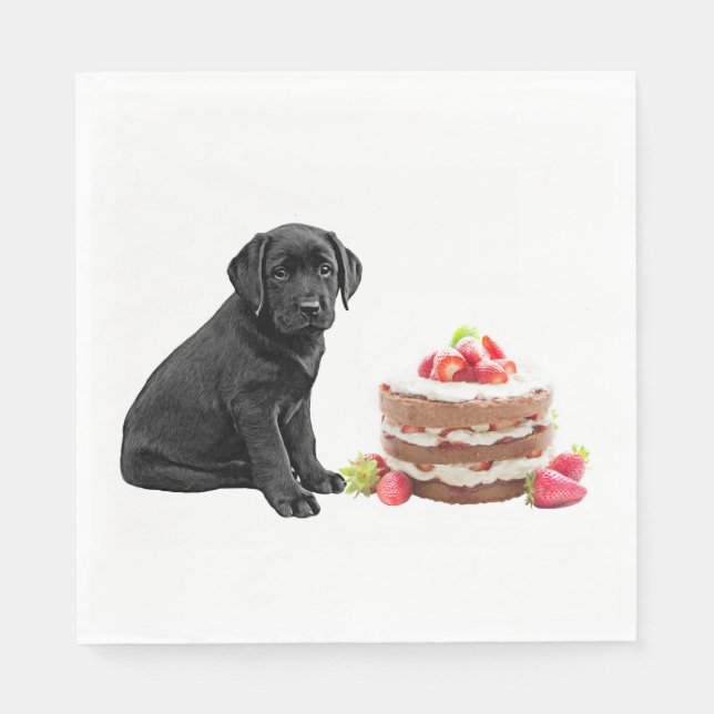 Serviette En Papier Gâteau - Black Lab (Devant)