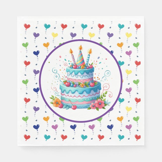 Serviette En Papier Gâteau d'anniversaire (Devant)