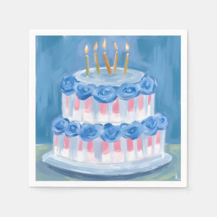 Serviette En Papier Gâteau d'anniversaire bleu Fête de célébration à l