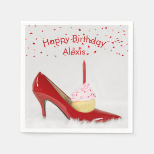 Serviette En Papier Gâteau d'anniversaire dans une chaussure rouge