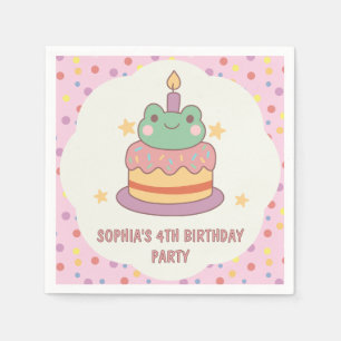 Serviette En Papier Gâteau d'anniversaire personnalisé Kawaii Grenouil