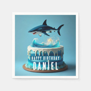 Serviette En Papier Gâteau d'anniversaire sur le thème du requin