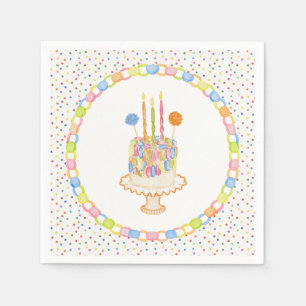 Serviette En Papier Gâteau de fête d'anniversaire Confetti