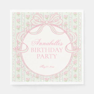 Serviette En Papier Gâteau de fête d'anniversaire floral fantaisie ver