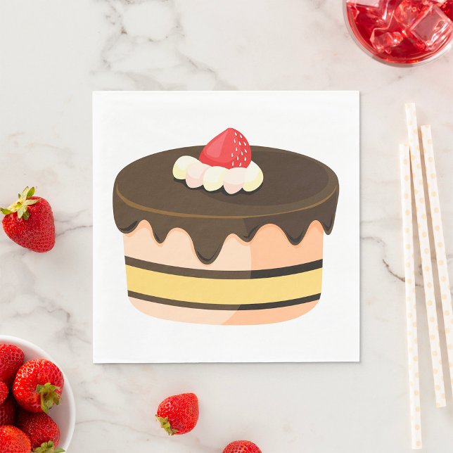Serviette En Papier Gâteau Et Fraise (Créateur téléchargé)