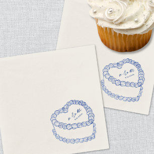 Serviette En Papier Gâteau Vintage Dessiné à la Main Bleu Mariage Fant