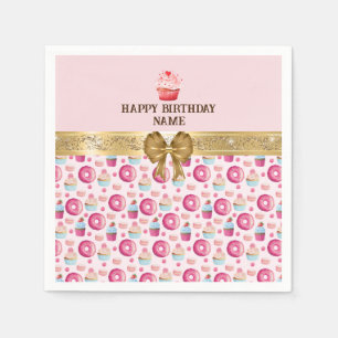 Serviette En Papier Gâteaux d'anniversaire à l'aquarelle, Cupcakes, et