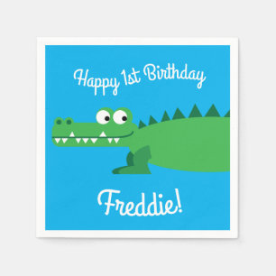 Serviette En Papier Gator Alligator Crocodile Enfants 1er fête d'anniv