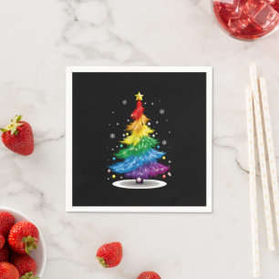 Serviette En Papier Gay LGBT Pride Arbre de Noël Arc-en-ciel Joyeux No