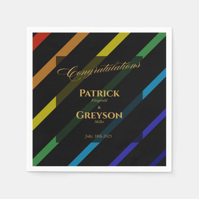 Serviette En Papier Gay Men Wedding Elegant Rainbow Cocktail (Devant)