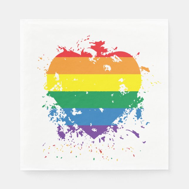 Serviette En Papier Gay pride Arc-en-ciel - Coeur (Devant)
