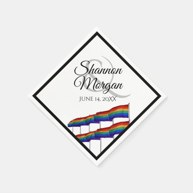 Serviette En Papier Gay pride drapeau arc-en-ciel Mariage (Coin)
