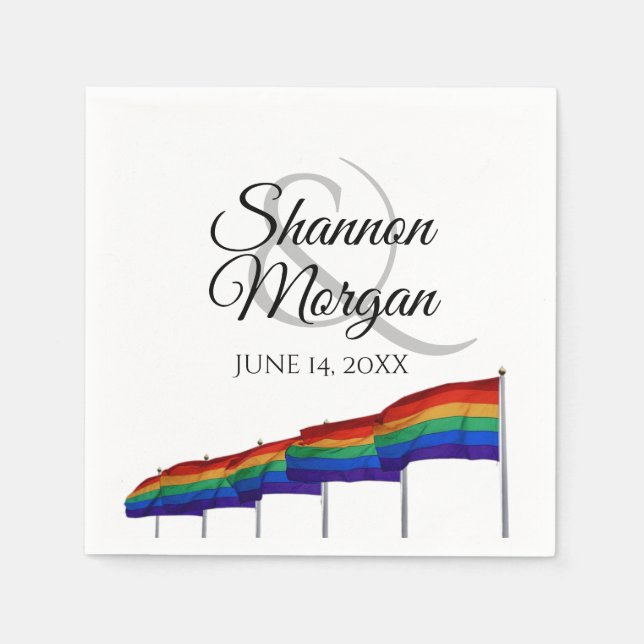 Serviette En Papier Gay pride drapeau arc-en-ciel Mariage (Devant)