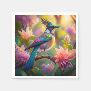 Serviette En Papier Geai à tête verte, oiseau de fantaisie